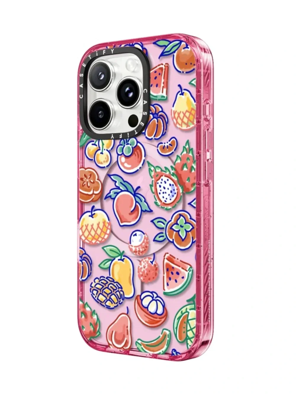 Casetify Pink Fruit Pattern iPhone 16 Pro Case